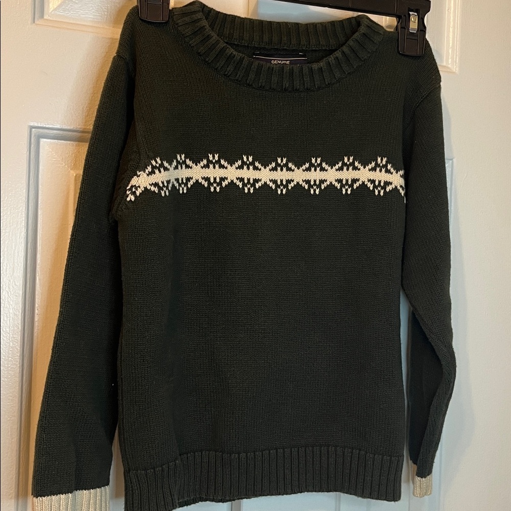 Vintage Sonoma Green Child’s Winter Sweater Size L (7) 100% Cotton